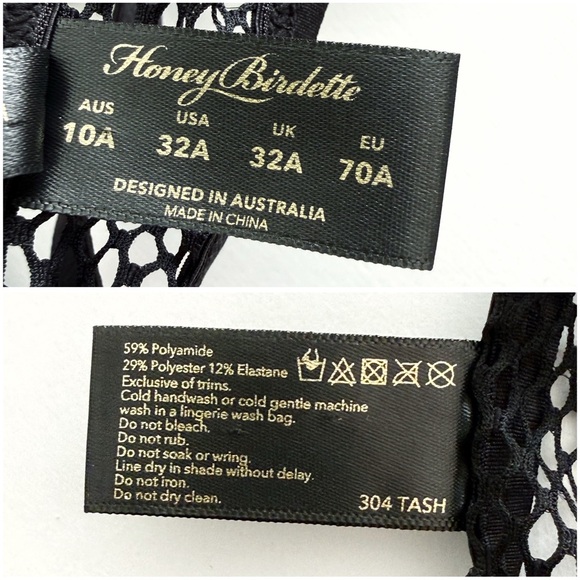 HONEY BIRDETTE BLACK GOLD TASH FRONT CLOSE FISHNET PUSH-UP BRA - Picture 8 of 12